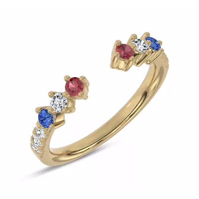 Tricolor Open Lab Diamond Ring