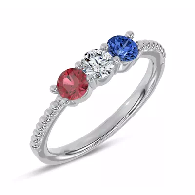 Americana Three-Stone Lab Diamond Silver Ring