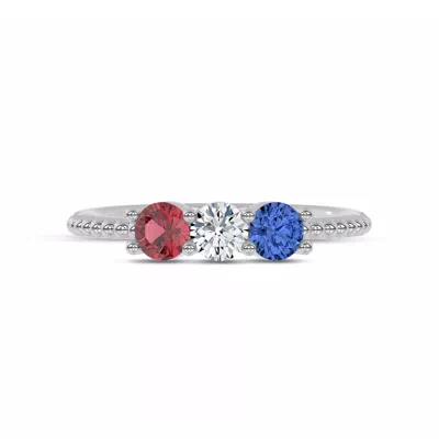 Americana Three-Stone Lab Diamond Silver Ring