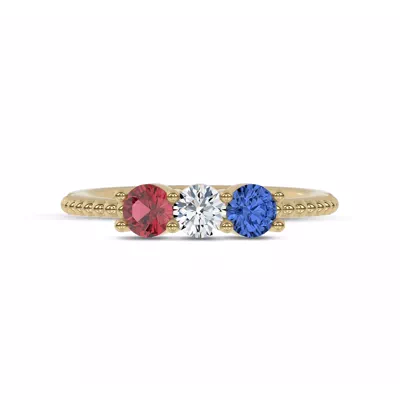 Americana Three-Stone Lab Diamond Vermeil Ring