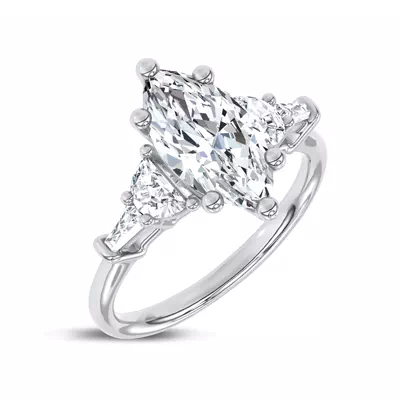 Lunare Half-Moon Lab Engagement Ring