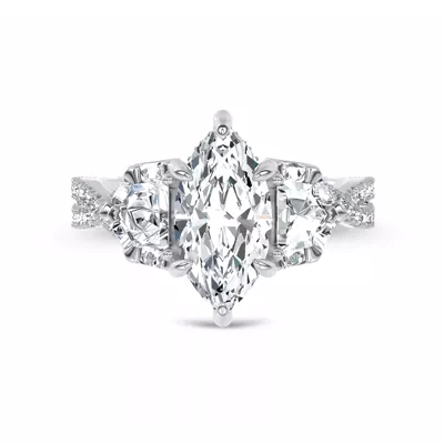 Bellatrix Epaulette Pavé Twist Lab Engagement Ring