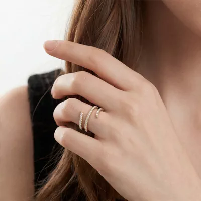 Pavé Spiral Lab Diamond Wrap Ring