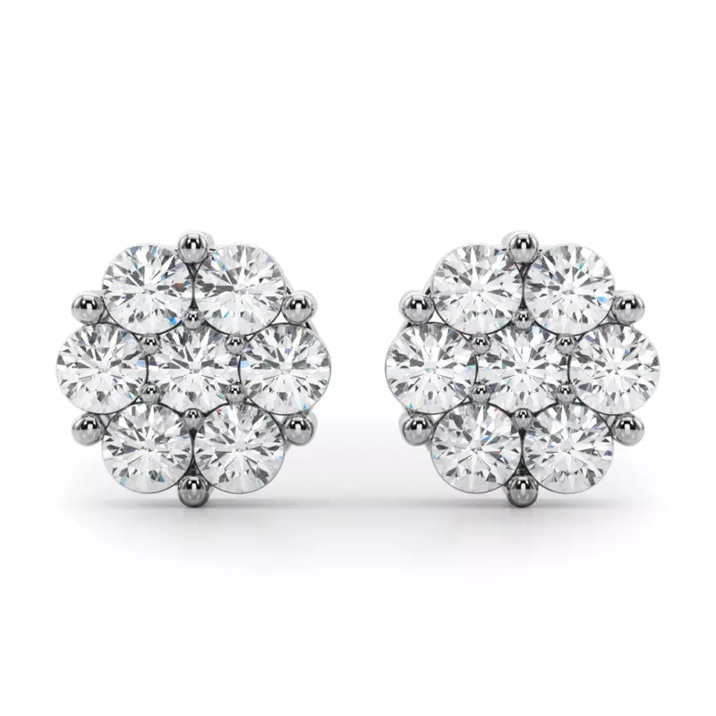 14K White Gold Flower Cluster Lab Diamond Studs (1 ct. tw.)