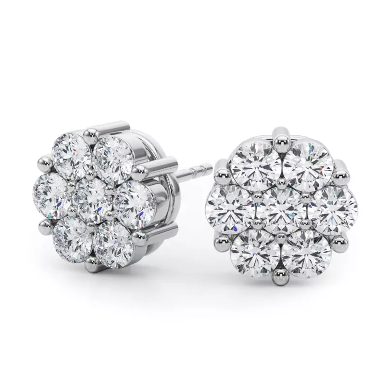 14K White Gold Flower Cluster Lab Diamond Studs (1 ct. tw.)