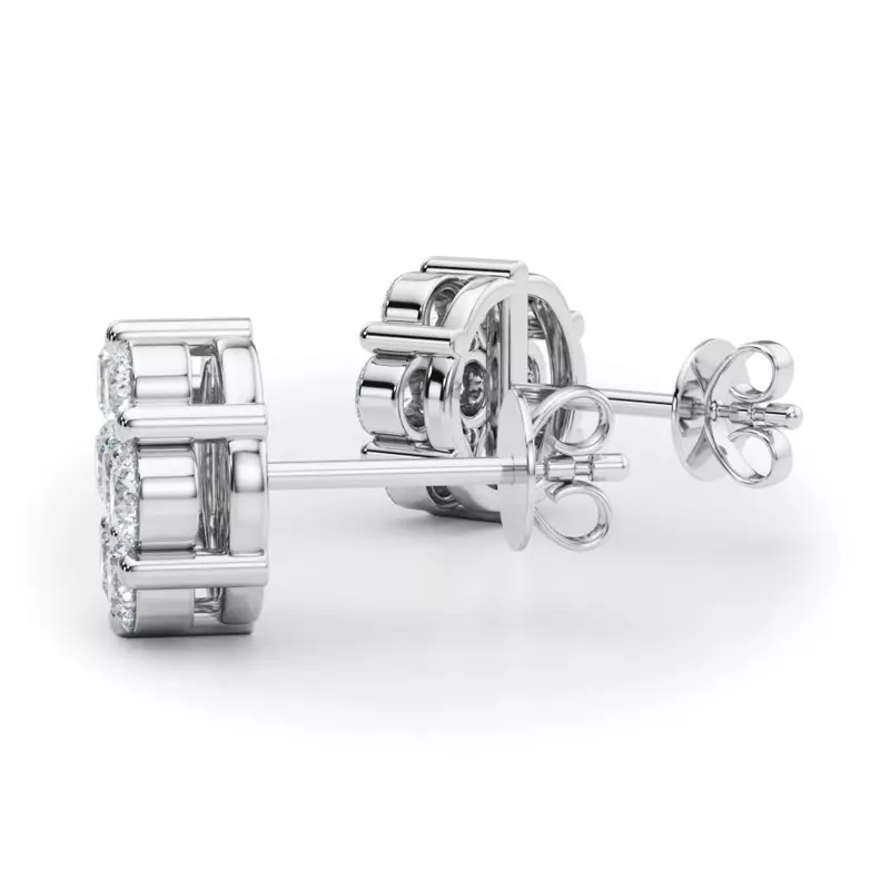 14K White Gold Flower Cluster Lab Diamond Studs (1 ct. tw.)