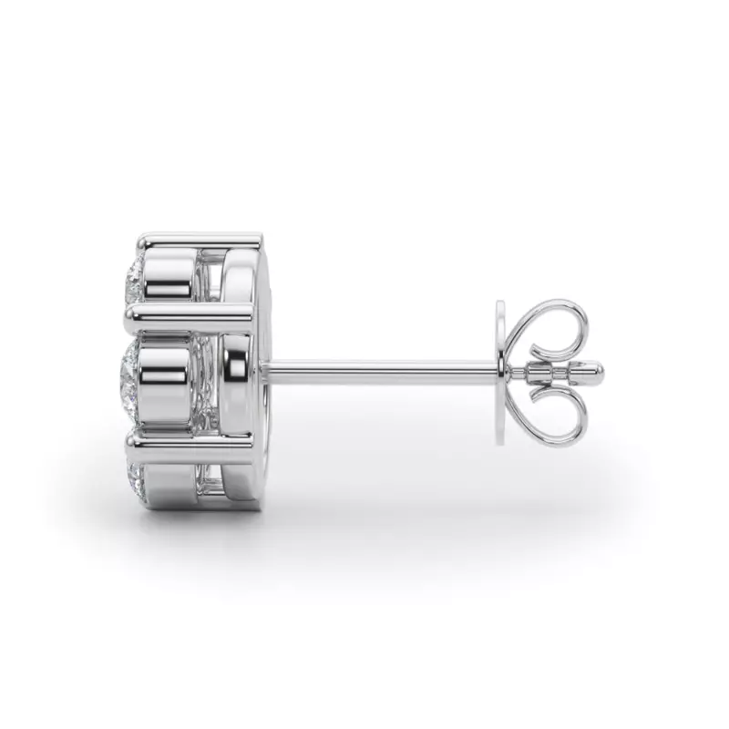 14K White Gold Flower Cluster Lab Diamond Studs (1 ct. tw.)