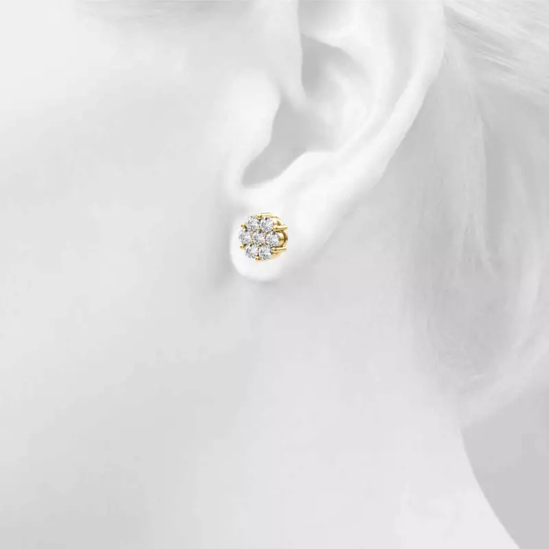 14K Yellow Gold Flower Cluster Lab Diamond Studs (1 ct. tw.)