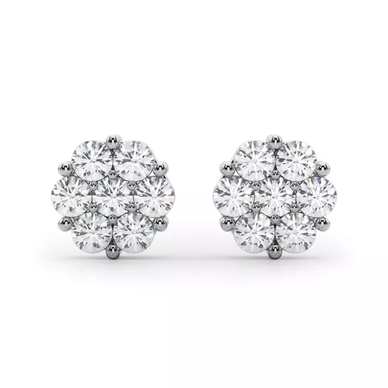14K White Gold Flower Cluster Lab Diamond Studs (1/2 ct. tw.)