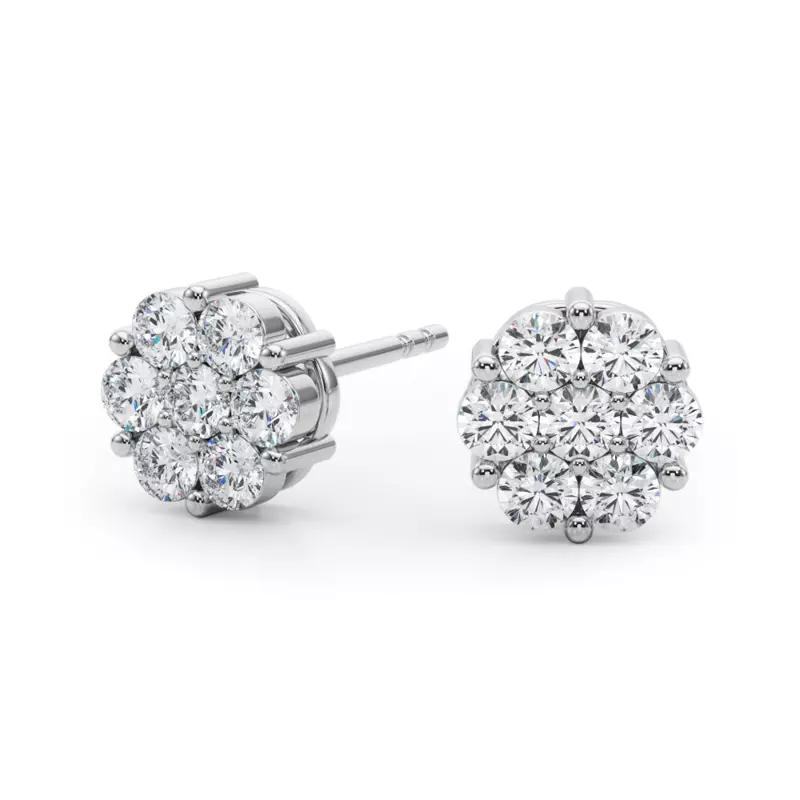 14K White Gold Flower Cluster Lab Diamond Studs (1/2 ct. tw.)