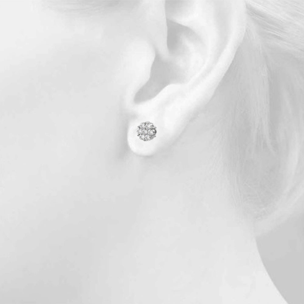 Flower Cluster Lab Diamond Studs (1/2 ct. tw.)-14K White Gold