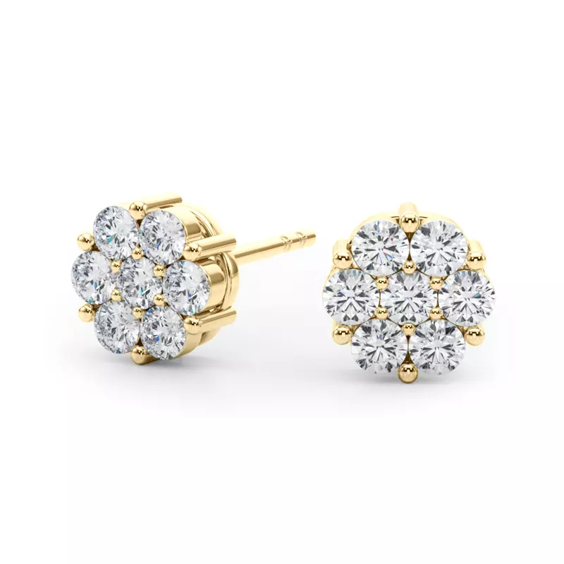 14K Yellow Gold Flower Cluster Lab Diamond Studs (1/2 ct. tw.)