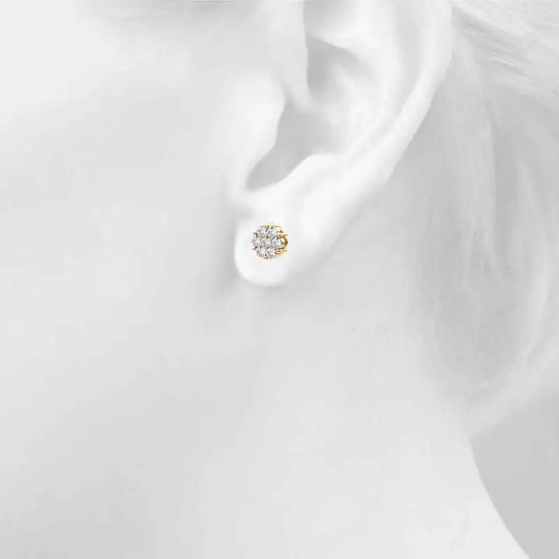 14K Yellow Gold Flower Cluster Lab Diamond Studs (1/2 ct. tw.)