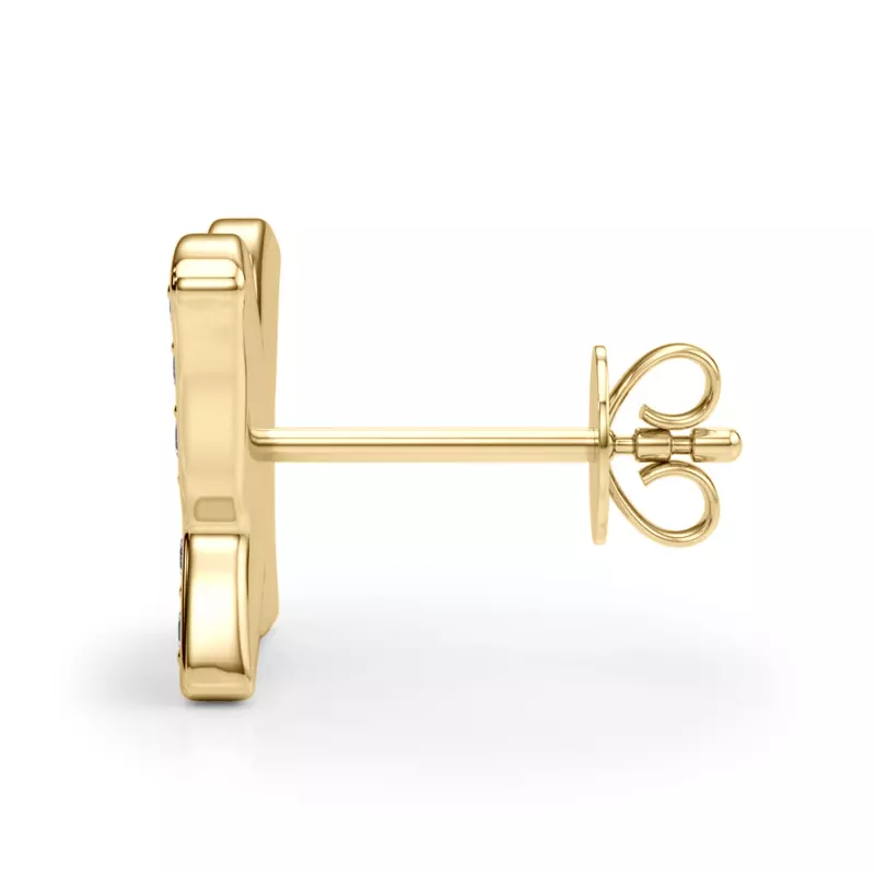 14K Yellow Gold Butterfly Pavé Lab Diamond Stud Earrings