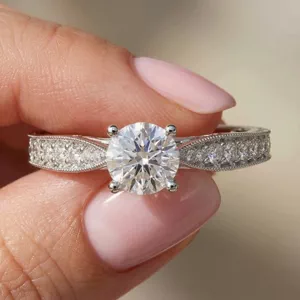 Video of Kensie Hand-Engraved Lab Engagement Ring