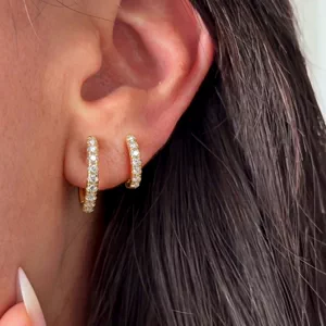 Video of Lab Diamond Hoop Earrings (12mm)