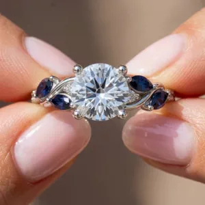 Video of Hayden Curved Vine Sapphire And Lab Diamond Engagement Ring