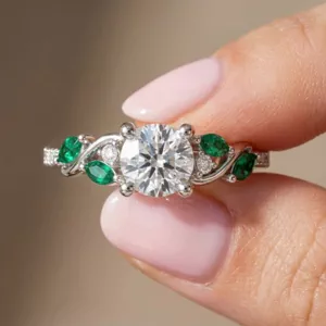 Video of Hayden Curved Vine Lab Emerald And Diamond Engagement Ring