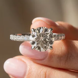 Video of Sculpted C-Prong Pavé Lab Engagement Ring by Christian Siriano